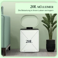 HOMCOM Mülleimer 20L Treteimer mit Deckel Fußpedal herausnehmbarem Inneneimer Soft-Close-Funktion 36,5 x 31,2 x 45 cm, Grün(m-4)