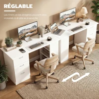 HOMCOM Bureau d'ordinateur avec 3 tiroirs et 3 étagères ouvertes, 120x49x72cm, bureau avec rangement réversible, style moderne, table informatique pour chambre, petit espace, télétravail, blanc(m-6)