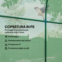 Outsunny Serra da Giardino a Tunnel con Porte e Finestre Avvolgibili in PE Verde, 180x180x200cm(m-4)