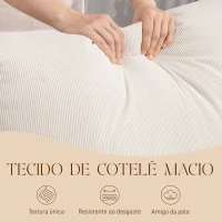 HOMCOM Poltrona Baloiço com Encosto Ajustável de Veludo Cotelê Nórdica Pés de Madeira Braços Almofada Lombar 70x89x97,5 cm Creme(m-7)