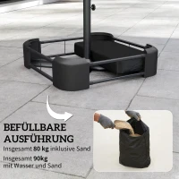 Outsunny Sonnenschirmständer 80 kg Sandfüllung robuster Standfuß für Freischwinger und 48 mm Stangen Schwarz(m-4)