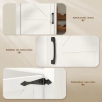 HOMCOM Aparador de Cozinha Rústico com Prateleiras Ajustáveis e Suporte para Garrafas 120x37x88 cm Branco(m-7)