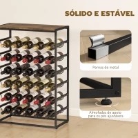 HOMCOM Garrafeira para 30 Garrafas de 6 Níveis com Superfície de Madeira Estilo Industrial 59x30x88,5 cm Castanho Rústico(m-6)