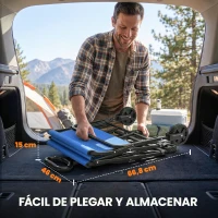 Outsunny Carro de Jardín Plegable con Ruedas Mango Ajustable Carga 68 kg para Campaña Compra 81x45x89 cm Azul(m-5)