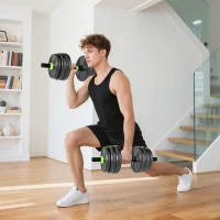 SPORTNOW Kit haltères musculation haltères réglables 20 kg 3 en 1, ensemble de poids réglable avec barre d'extension noir(m-10)