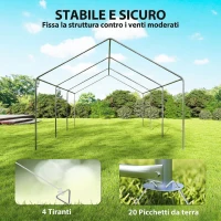 Outsunny Gazebo da Giardino 4x6 m con Pannelli Laterali, 6 Finestre e Doppio Ingresso, in Acciaio Galvanizzato, Bianco(m-8)