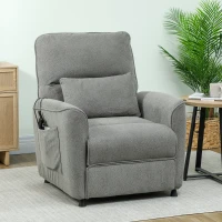 HOMCOM Poltrona Relax Reclinável Elétrica com Calor Lombar Massagem Vibratória Motor Silencioso e Função de Memória Cinzza Escuro(m-10)