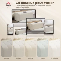 HOMCOM Banc bout de lit, banquette rembourrée, style moderne, ottoman en tissu aspect lin, 110 x 40 x 44 cm, crème(m-7)