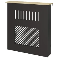 HOMCOM Cobertura para Radiadores Proteção Radiador de MDF 78x19x81 cm Desenho Moderno de Ripas Preto(m-11)