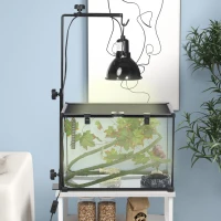 PawHut Support de lampe chauffante pour reptiles hauteur et largeur réglables pour amphibiens base en acier 32 x 9 x 67 cm noir(m-10)