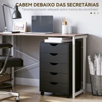 HOMCOM Bloco de Gavetas com Rodas Bloco de Gavetas para Escritório com 5 Gavetas  40x40x67 cm Preto(m-6)