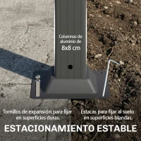 Outsunny Pérgola de Jardín 3x3,8 m con Techo de Lamas Ajustable a 90° Manivela Estructura de Aluminio y Acero UPF50+ Beige(m-5)