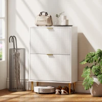 HOMCOM Elegant Two-Drawer Shoe Cabinet - White(m-8)