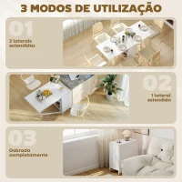 HOMCOM Mesa de Cozinha Dobrável com Arrumação Mesa de Refeição Compacta com 4 Prateleiras 169x60x75 cm Branco(m-7)