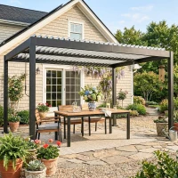 Outsunny Pergola Bioclimatica 4x3 m in Alluminio con Tetto a Lamelle Regolabile, Protezione dal Sole, per Giardino Esterno, Bianco(m-2)