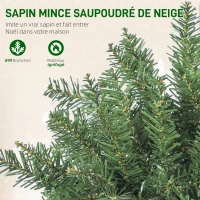 HOMCOM Sapin de Noël artificiel 180 cm, arbre de Noël fin avec 250 lumières, 899 pointes, support en métal pliable, vert(m-6)