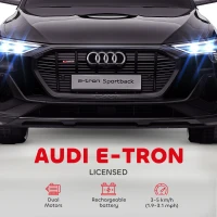HOMCOM Audi E-tron Licensed 12V Kids Electric Ride on, Electric Car for Kids, with Parental Remote, Music Lights MP3, Suspension Wheels, for 3-5 Years, Black(m-4)