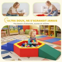 AIYAPLAY Parcours motricité bébé en mousse EPE avec piscine à balles, module motricité bébé avec housse en PU, multicolore(m-5)