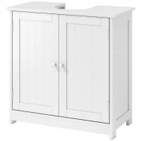 kleankin Under Sink Bathroom Cabinet, Freestanding Under Sink Cabinet with 2 Doors and Adjustable Shelf for Basin without or with Pedestal, White(m-11)