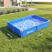Outsunny Metal Frame Swimming Pool, Rectangular Above Ground Frame Pool with Repair Patch, 229 x 160 x 43 cm, Blue(m-3)