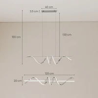 HOMCOM Pendant Light with 3 Colour Temperatures - Silver Tone(m-3)