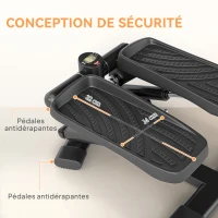 SPORTNOW Mini stepper fitness disque de torsion de la taille 2 en 1 écran LCD, hauteur réglable, 100 kg, 42 x 34 x 22 cm, noir(m-6)