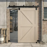 HOMCOM Juego de herrajes para puerta corredera de carga pesada 183 cm Negro para puertas individuales(m-5)