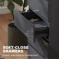 HOMCOM 5-Drawer Modern Dresser, High Gloss Storage Drawer Unit for Bedroom, Grey(m-7)