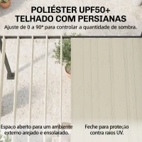 Outsunny Pérgola de Jardim 3x3,8 m com Toldo Corrediço Ajustável a 90° Manivela, Estrutura de Alumínio e Aço UPF50+ Bege(m-4)