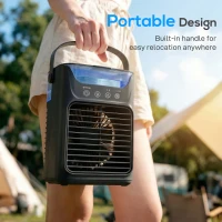 HOMCOM Air Cooler with Adjustable Head, Portable Air Conditioner with 3 Wind Speed, 2 Cool Mist, RGB Light, Black(m-9)