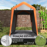 Outsunny Tenda Garagem Portátil 2,4x1,8 m para Carro Impermeável com Porta Zipada e Enrolável, Janelas UPF30+ Cinzento Claro(m-5)
