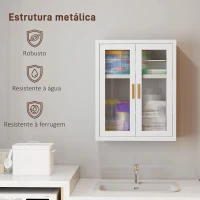 HOMCOM Armário de Casa de Banho de Parede com Portas de Acrílico Prateleira Ajustável Fecho Magnético 40x14x50 cm Branco(m-7)