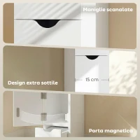 HOMCOM Colonna Bagno con Armadietto, Ripiani e Cassetti, in Legno, 15x33x136.8 cm, Bianco(m-7)