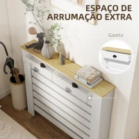 HOMCOM Cobertura para Radiador com Gavetas Cobertura para Radiador de MDF para Sala de Estar Dormitório Corredor 111x19x95,5 cm Branco(m-6)