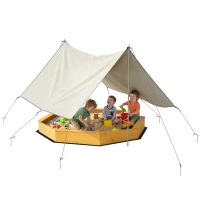 AIYAPLAY Bac à sable en bois avec auvent, bac à sable enfant extérieur avec 4 bancs, doublure de fond, jaune(m-11)