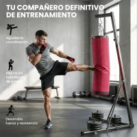 SPORTNOW Soporte para Saco de Boxeo de Pie de Acero con Altura Ajustable 175–220 cm y 185–231 cm Base Pesada y Bolsa de Arena(m-7)