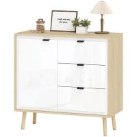 HOMCOM Buffet salon meuble de rangement armoire de cuisine placard à 2 portes 3 tiroirs et étagère réglable, 80x35x77cm, blanc(m-1)