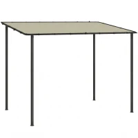 Outsunny Anbaupavillon Pergola mit Metallgestell Dach, wetterfest wandmontiert Pavillon Vordach, 3 x 1,8 x 2,3 m Cremeweiß(m-1)