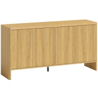 HOMCOM Buffet soggiorno con 4 ante scanalate e ripiano regolabile, 147x40x77 cm, Rovere(m-1)