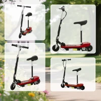 HOMCOM Powered Electric Scooter Ride-On, with Brakes, Adjustable Seat, Adjustable Handlebars, Red(m-9)
