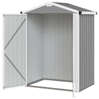 Outsunny Cobertizo de Jardín Exterior 1,1 m² 133x87x178 cm con 2 Puertas Abatibles Techo a Dos Aguas y Guantes Gris Plateado(m-11)