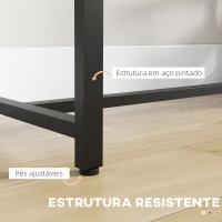 HOMCOM Mesa Alta de Cozinha com 3 Prateleiras Mesa de Bar Retangular para 2 Pessoas Pés de Aço 120x40x105 cm Castanho e Preto(m-6)