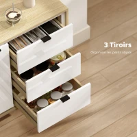 HOMCOM Buffet salon meuble de rangement armoire de cuisine placard à 2 portes 3 tiroirs et étagère réglable, 80x35x77cm, blanc(m-5)