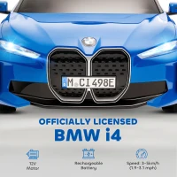HOMCOM BMW i4 Licensed 12V Kids Electric Ride-On Car, Blue(m-4)