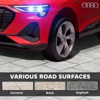 HOMCOM Audi E-tron Licensed 12V Kids Electric Ride on, Electric Car for Kids, with Parental Remote, Music Lights MP3, Suspension Wheels, for 3-5 Years, Red(m-8)