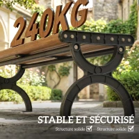Outsunny Banc de jardin banc extérieur 2 places avec Cadre en Métal et Assise à Lattes, antirouille, 124 x 39 x 39 cm, Effet Bois(m-5)