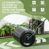 Outsunny Rouleau à gazon, rouleau de jardin 50 cm, remplissable avec 60 L d'eau ou de sable, noir et vert(m-5)
