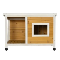 PawHut Cușcă pentru câini de exterior din lemn de brad cu verandă acoperită și acoperiș înclinat, 85.5x62x60 cm, multicolor(m-16)