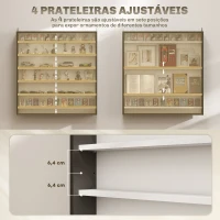 HOMCOM Vitrina de Parede em Madeira com Prateleiras Ajustáveis e 2 Portas Deslizantes de Vidro 80x9,5x83 cm Preto(m-4)