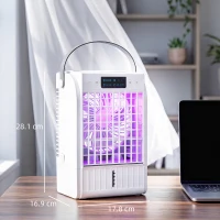 HOMCOM Portable Air Conditioner, 4-in-1 Mini Air Cooler with 4 Wind Speed, 2 Cool Mist, RGB 7 LED Light, White(m-3)